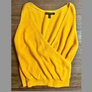 Banana Republic Wrap Front Ribbed Knit Tank Top Yellow Small Petite 100% Cotton